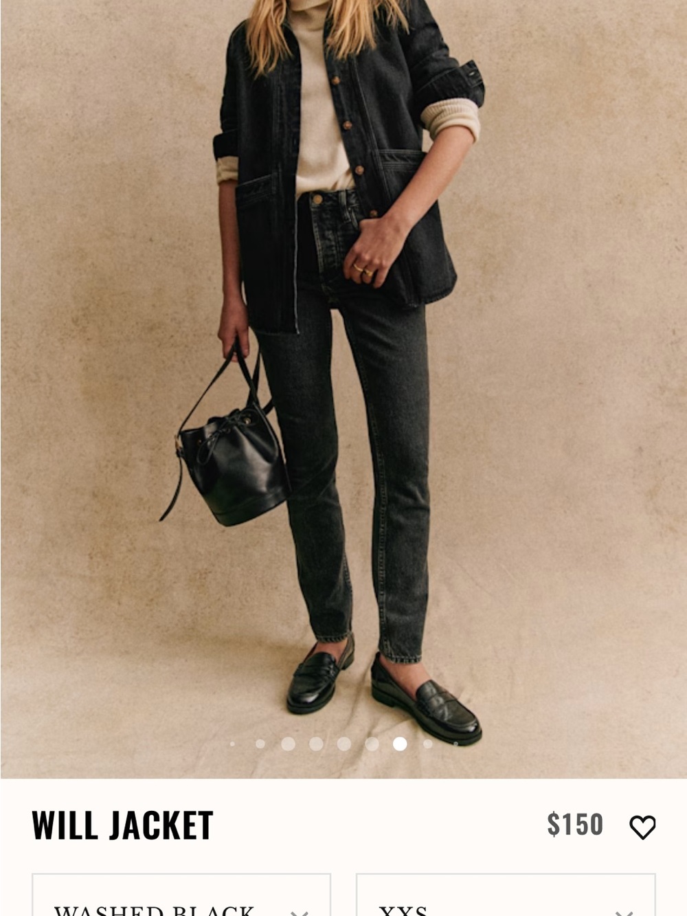 Sezane Will Jacket in Washed Black, size M - Picture 8 of 8